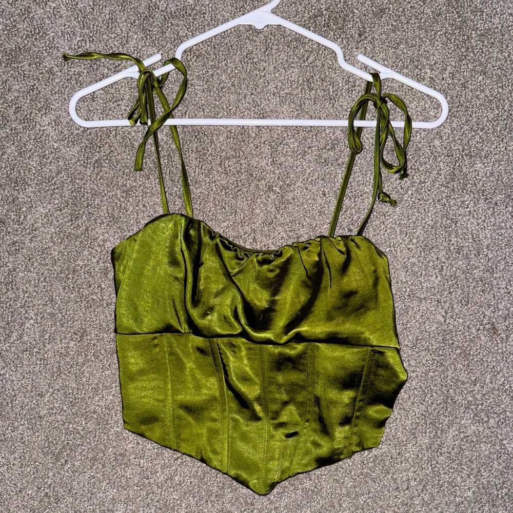 LA Hearts Green corset top